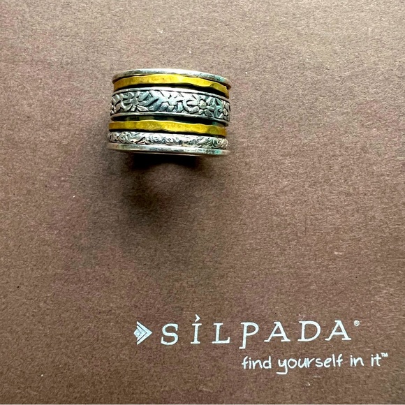 Silpada Jewelry - Vintage Silpada Ring Twirl Spinner in .925 Sterling Silver and Brass. Size 9.